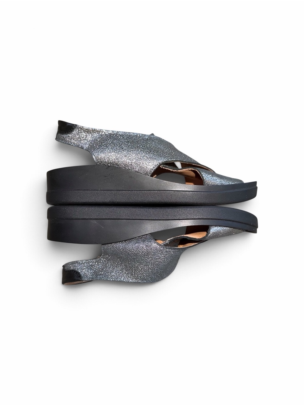 Vital Arch Metallic Silver Platform Slingback Sandals Size 38 NWOT